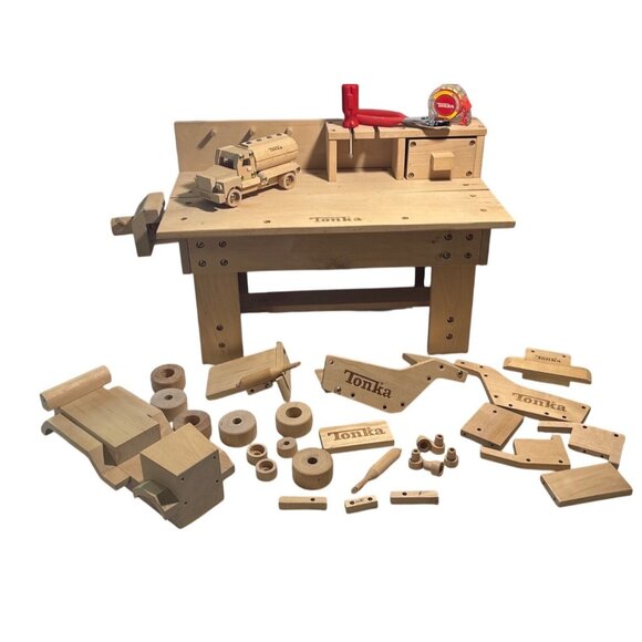 Tonka Workbench Wooden Toy With Tools & Accessories Creativity Fine Motor Skills - Picture 1 of 16